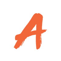 Orange letter "A" in a brushstroke style, representing Peach Pest Co's commitment to eco-friendly pest control solutions and a peachy life.